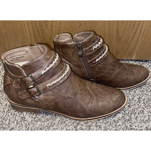 BEAST FASHION Buckle Zip Detail Women’s Ankle Boots, Size 8.5 - Picture 6 of 15